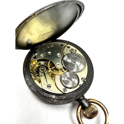 429 - Vintage omega gun metal pocket watch the watch is ticking