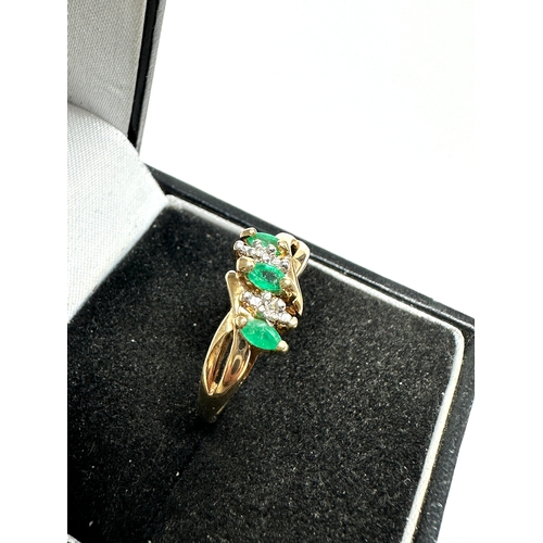 66 - 9ct gold emerald & diamond ring