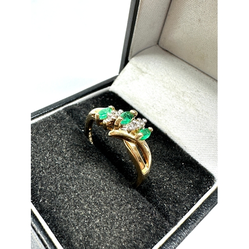 66 - 9ct gold emerald & diamond ring