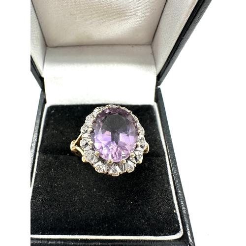 68 - 9ct gold amethyst & Diamond ring 5.4g