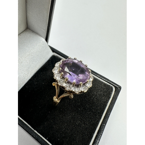 68 - 9ct gold amethyst & Diamond ring 5.4g