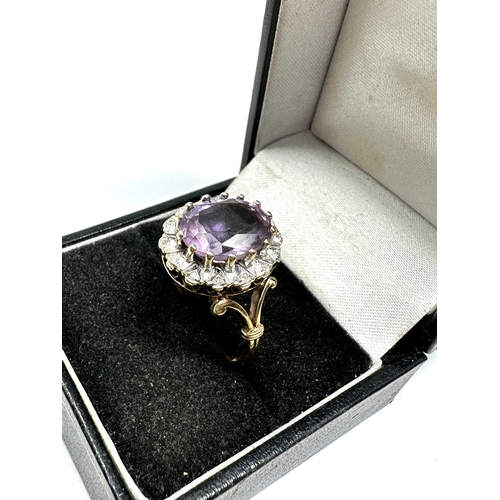 68 - 9ct gold amethyst & Diamond ring 5.4g