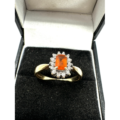 69 - 9ct gold fire opal & diamond ring