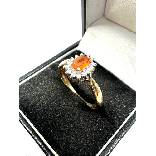 69 - 9ct gold fire opal & diamond ring