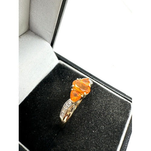 70 - 9ct gold fire opal & diamond ring