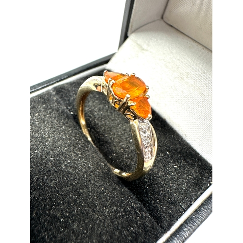 70 - 9ct gold fire opal & diamond ring