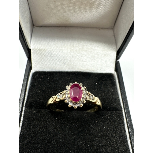 71 - 9ct gold ruby  & diamond ring