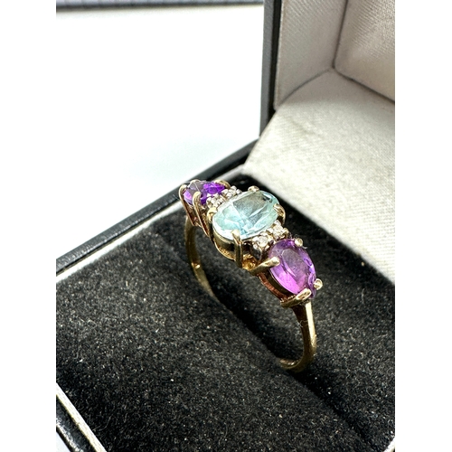 76 - 9ct gold topaz amethyst & diamond ring