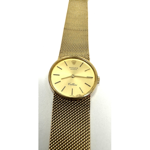 404 - Ladies 18ct gold Rolex cellini the watch is ticking with 18ct gold strap total weight of watch 51g