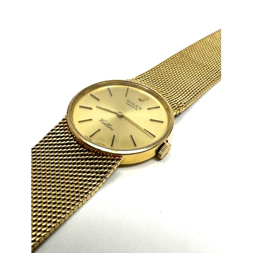 404 - Ladies 18ct gold Rolex cellini the watch is ticking with 18ct gold strap total weight of watch 51g