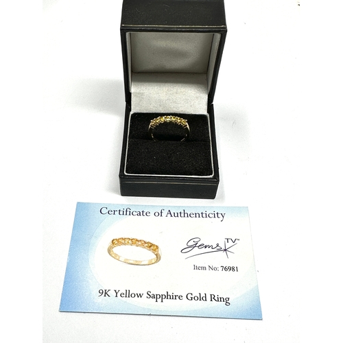 86 - Certificated 9ct gold yellow sapphire gold ring C.O.A