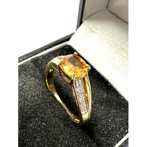 87 - Certificated 9ct gold Golden Zircon & white topaz ring C.O.A