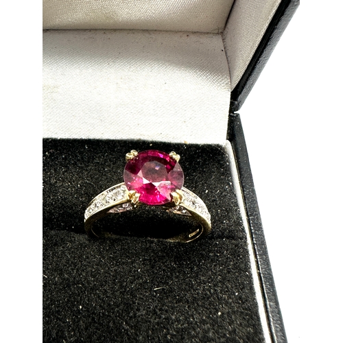 88 - Certificated 9ct gold Rhodolite Garnet & white Topaz ring C.O.A