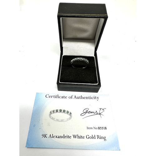 91 - Certificated 9ct white gold Alexandrite ring C.O.A