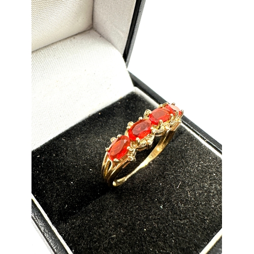 92 - Certificated 9ct gold Fire opal ring C.O.A