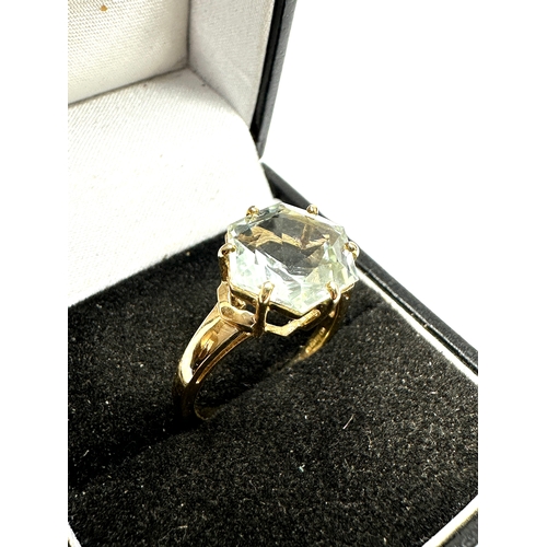 93 - Certificated 9ct gold green amethyst ring C.O.A