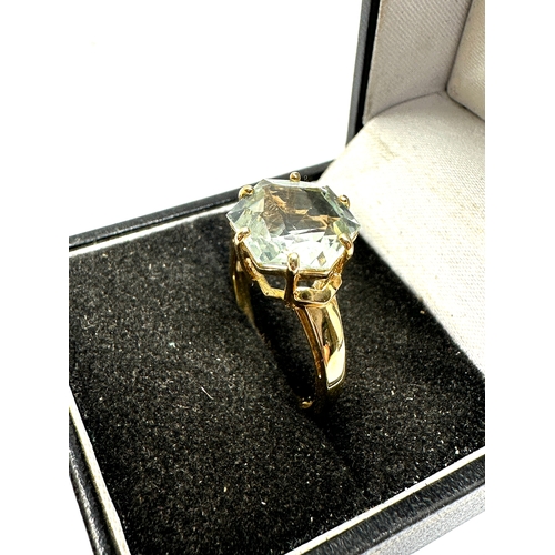 93 - Certificated 9ct gold green amethyst ring C.O.A