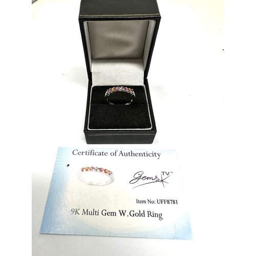 94 - Certificated 9ct gold Multi Gem ring C.O.A