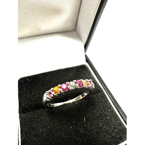 94 - Certificated 9ct gold Multi Gem ring C.O.A