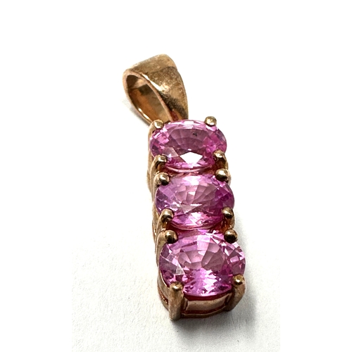 95 - Certificated 9ct gold Pink Sapphire pendant  C.O.A