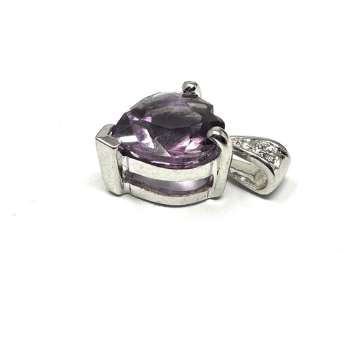 100 - Certificated 9ct gold Amethyst & white Topaz pendant  C.O.A