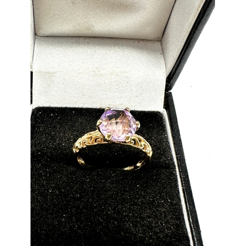 108 - 9ct gold faceted amethyst ring