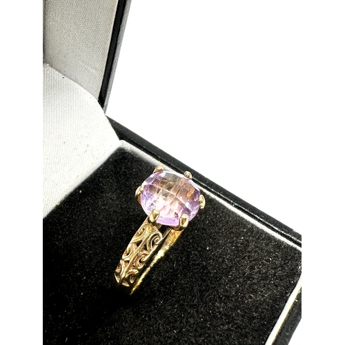 108 - 9ct gold faceted amethyst ring