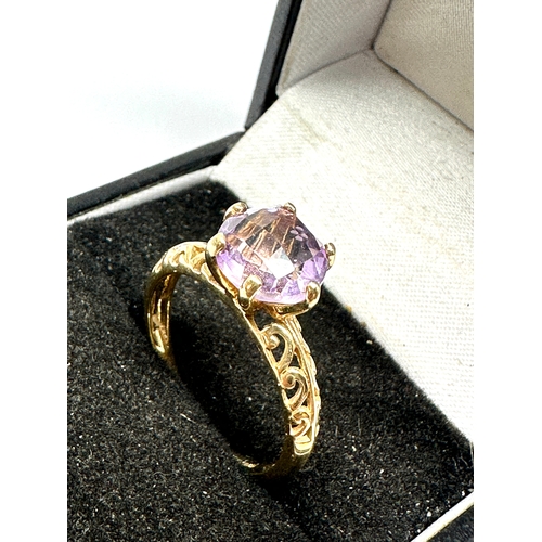 108 - 9ct gold faceted amethyst ring