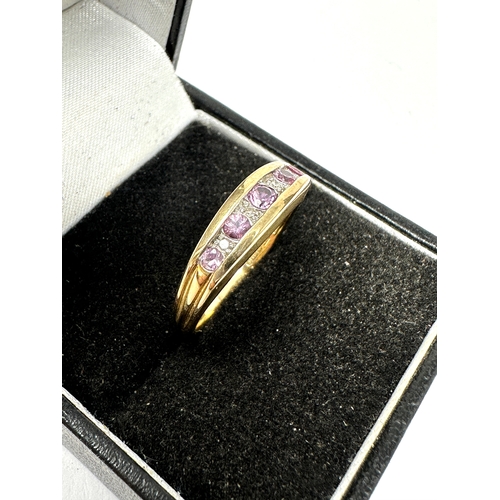 113 - 9ct gold amethyst & diamond ring