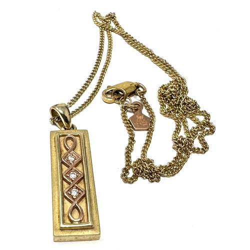 123 - Clogau welsh gold & Diamond queen Elizabeth anniversary pendant / ingot necklace Gold ingot with thr... 