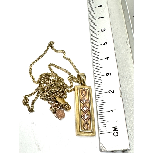 123 - Clogau welsh gold & Diamond queen Elizabeth anniversary pendant / ingot necklace Gold ingot with thr... 