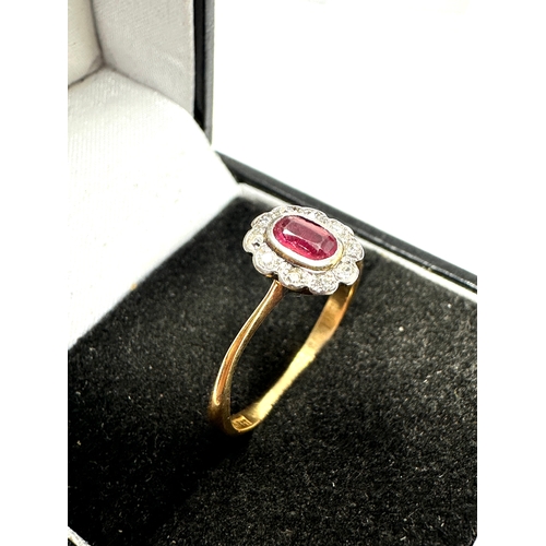 136 - Antique 18ct gold ruby & diamond ring