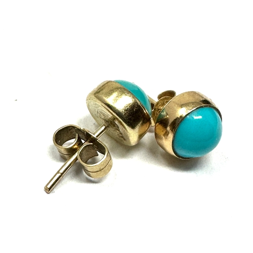 143 - 9ct gold turquoise earrings