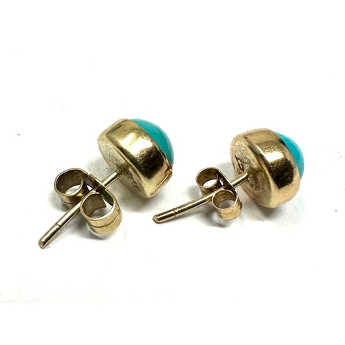 143 - 9ct gold turquoise earrings