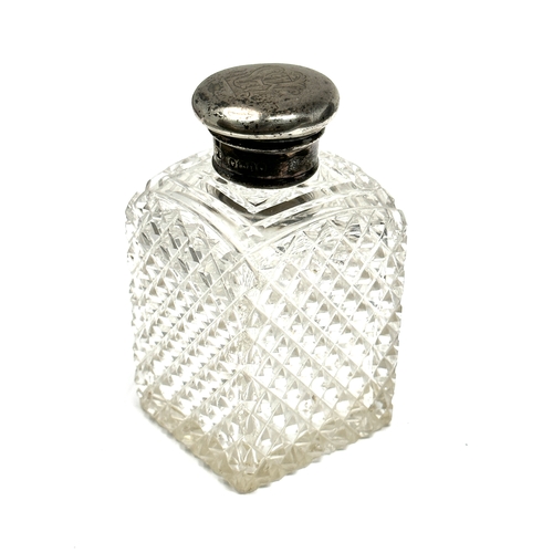 7 - Victorian silver top perfume bottle measures approx height 8.5cm