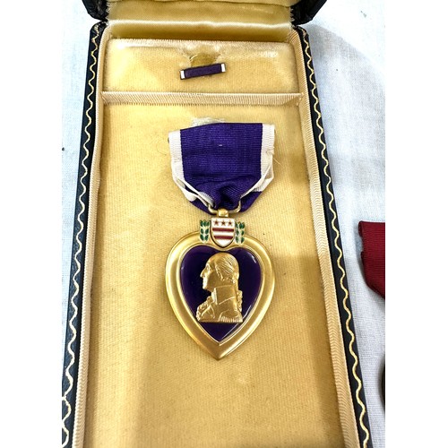 442 - WW2 era purple heart medal together with national defence  medals