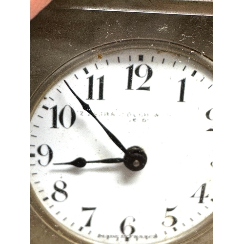 463 - Small Vintage silver plated carriage clock the clock is ticking measures approx height 8cm by 6cm wi... 