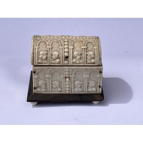 442 - Antique Miniature Grand tour bone Italian casket first half of the 19th century