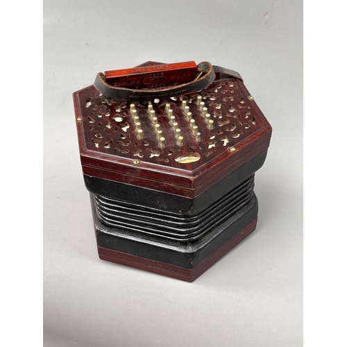 447 - Rare 48 button Early Lachenal & Co Crane & Sons patent 21730 duet  concertina . rosewood end plates ... 