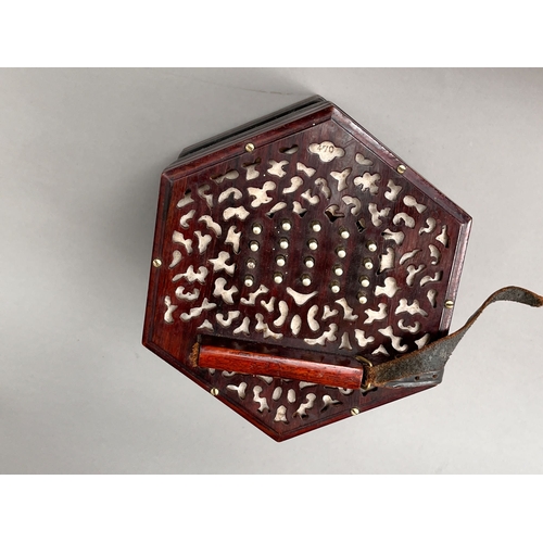 447 - Rare 48 button Early Lachenal & Co Crane & Sons patent 21730 duet  concertina . rosewood end plates ... 