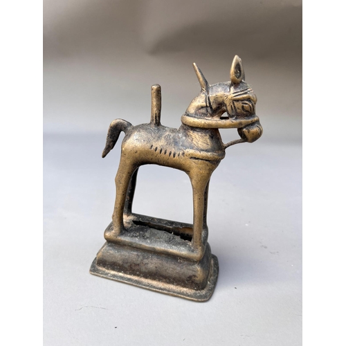 454 - Indian brass / bronze horse & 1 other probably 19th century height of horse 13.5cm