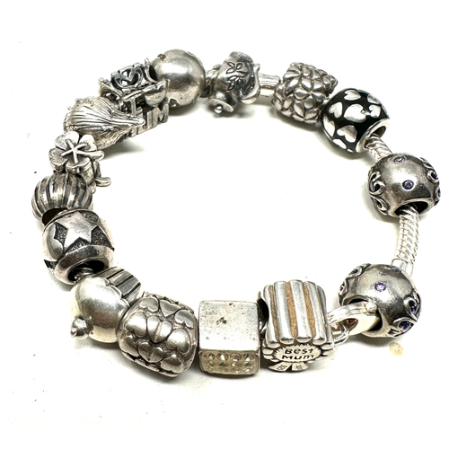 302 - hallmarked 925 silver charm bracelet weight 47g