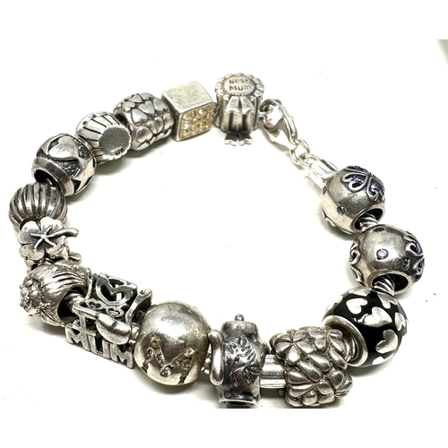 302 - hallmarked 925 silver charm bracelet weight 47g