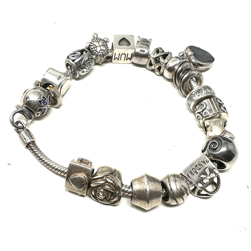 303 - hallmarked 925 silver charm bracelet weight 52g