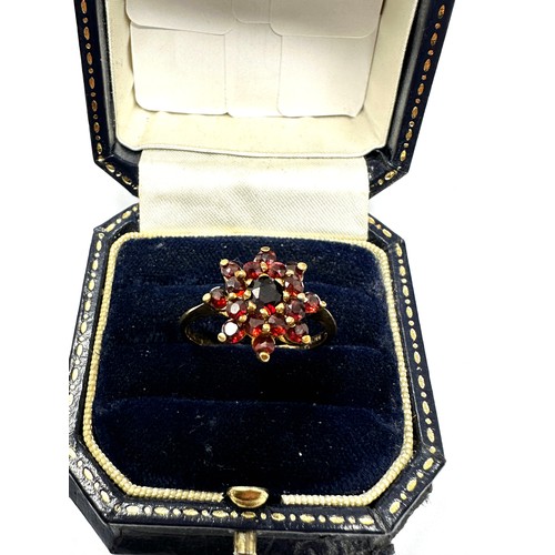 284 - 9ct gold garnet cluster ring (2.5g)