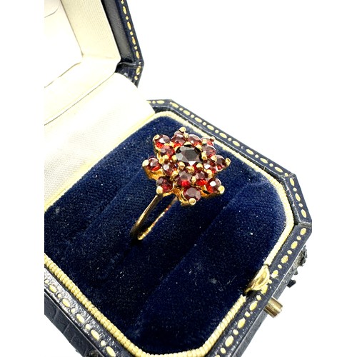 284 - 9ct gold garnet cluster ring (2.5g)