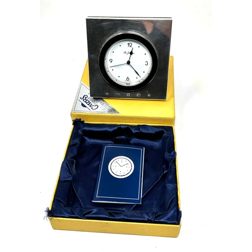 64 - R.J.CARR 925 Silver hallmarked quartz table bedside clock working order in original box with paperwo... 