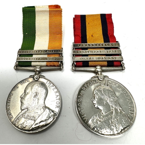 9 - Boer war medal pair to 94045 cpl r.sansom Royal Horse Artillery queens medal 3 bar johannesburg  ora... 