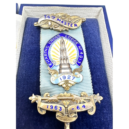 14 - Boxed silver masonic jewel 36th master charing Lodge No 4913