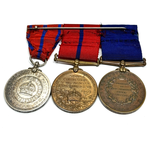 34 - Victorian Metropolitan police trio medals includes 1902 coronation metropolitan police the silver co... 